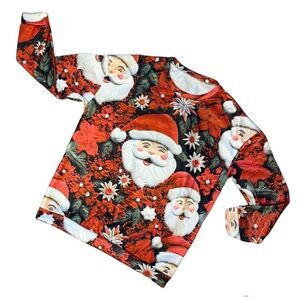 Ugly Christmas sweater / Christmas shirt long sleeve Santa cookies shirt L
